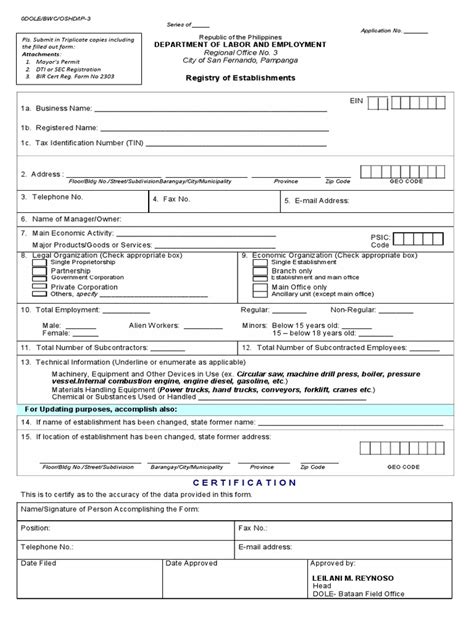 dole car downloadable forms|Registration of Establishment Under Rule 1020 .